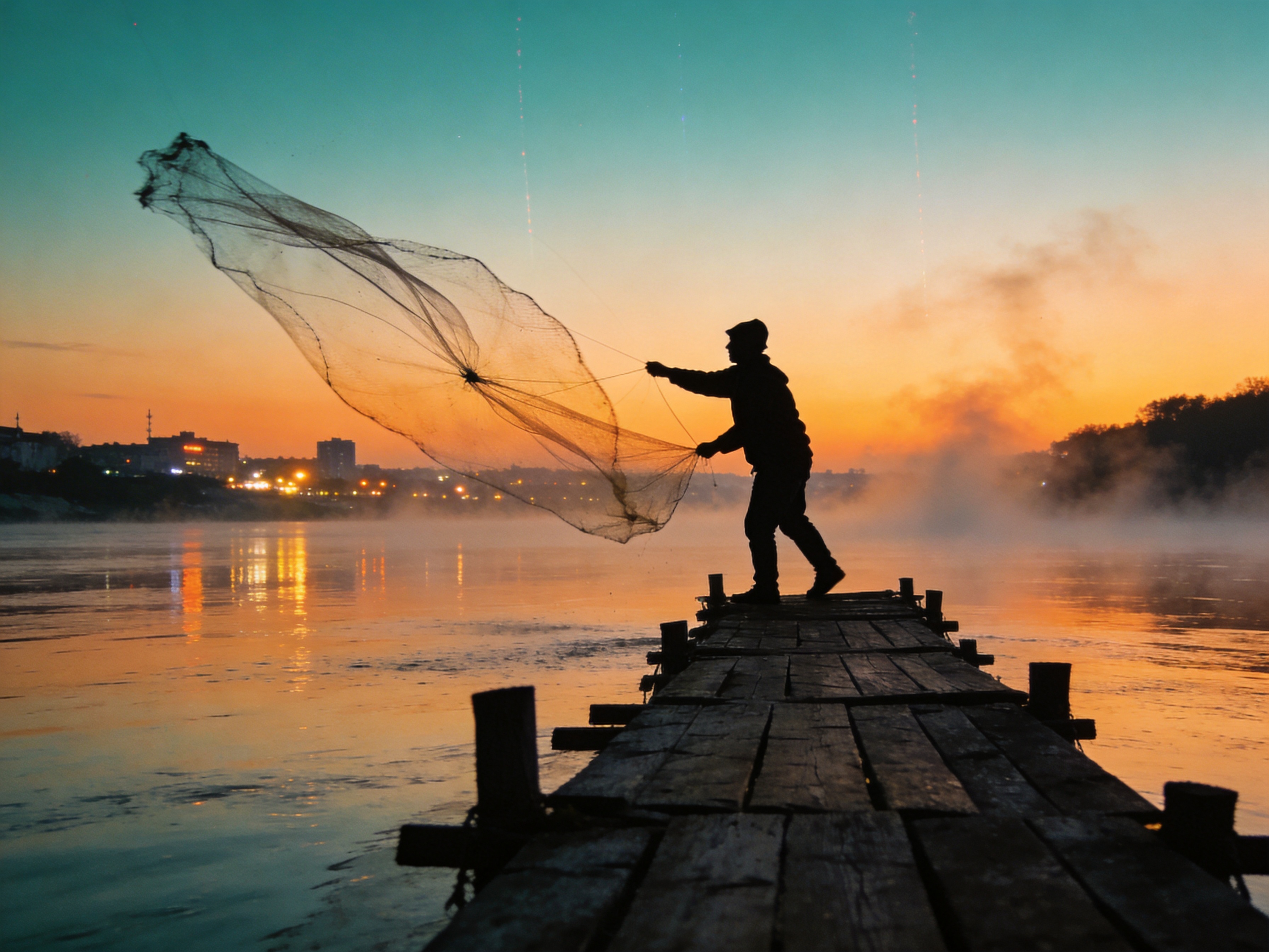 Fisherman at dusk